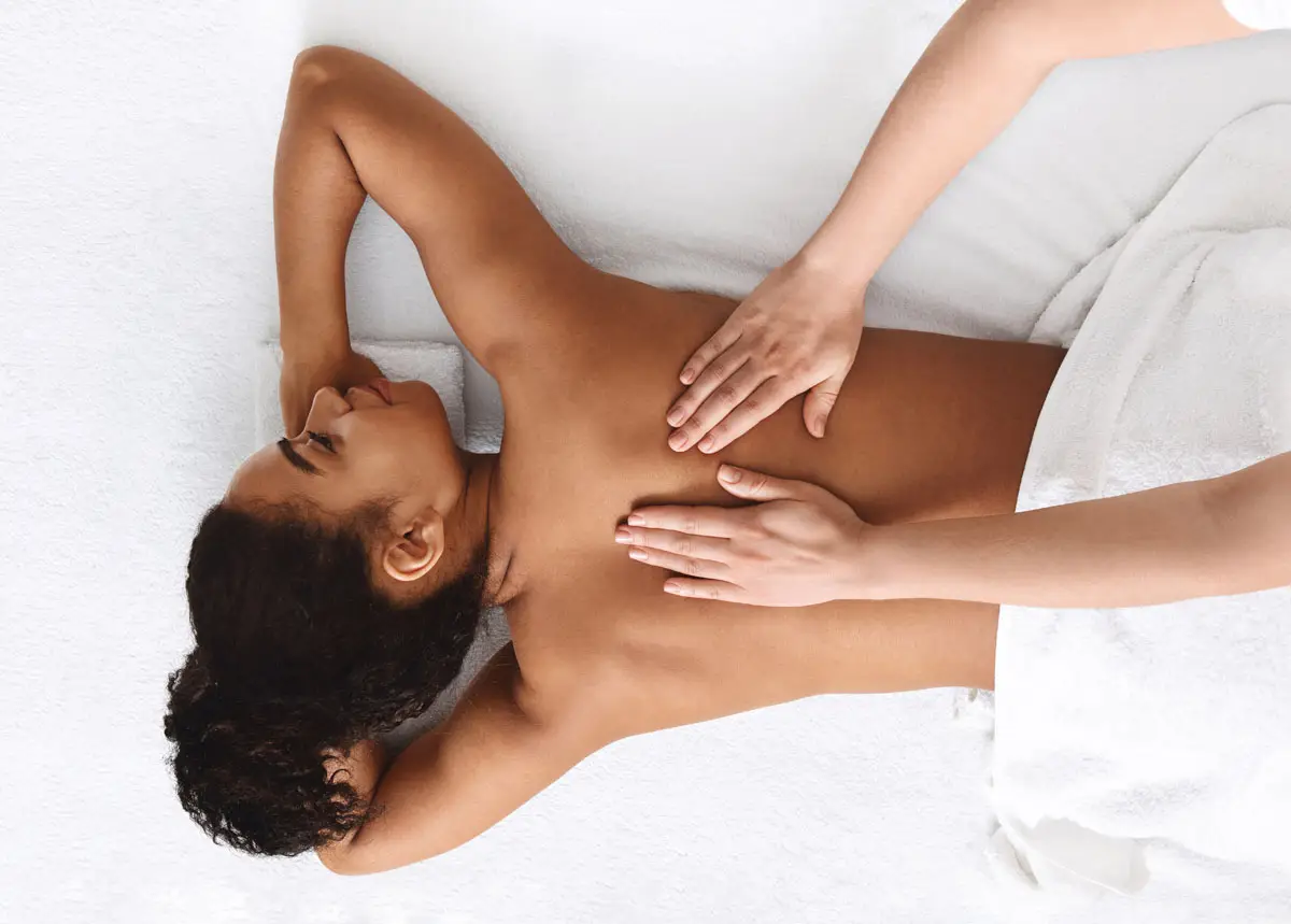 woman getting back massage